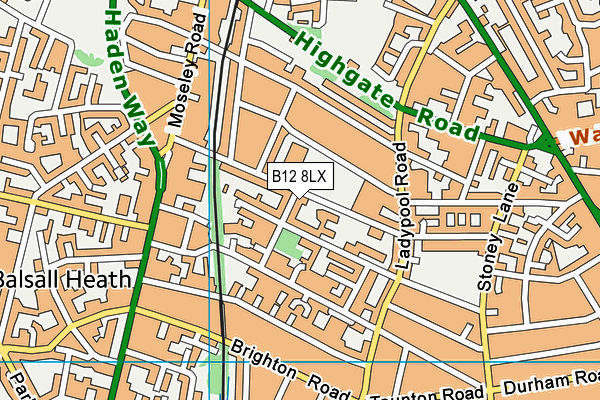 B12 8LX map - OS VectorMap District (Ordnance Survey)