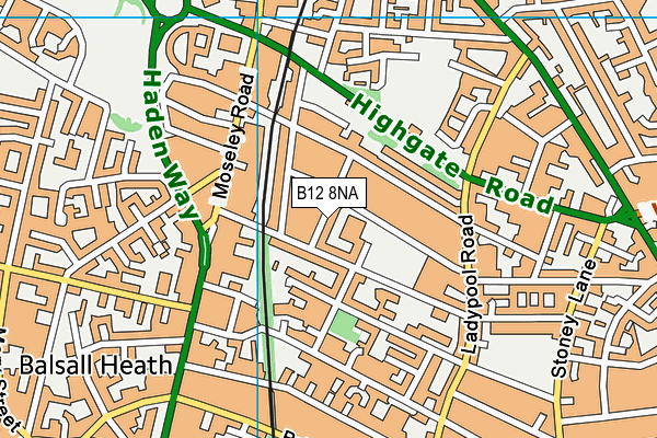 B12 8NA map - OS VectorMap District (Ordnance Survey)