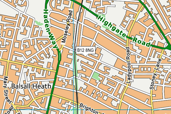 B12 8NG map - OS VectorMap District (Ordnance Survey)