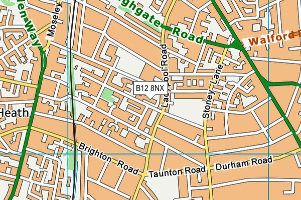 B12 8NX map - OS VectorMap District (Ordnance Survey)