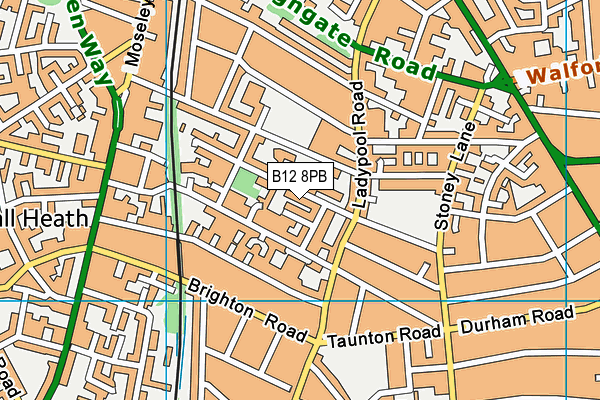 B12 8PB map - OS VectorMap District (Ordnance Survey)