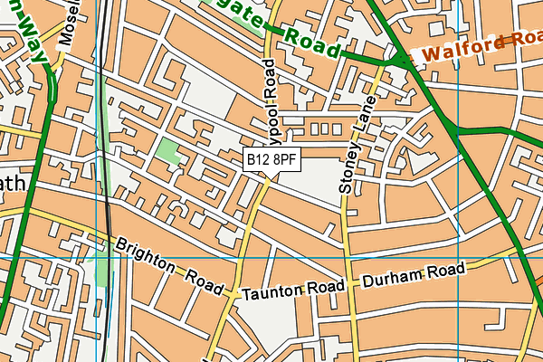 B12 8PF map - OS VectorMap District (Ordnance Survey)