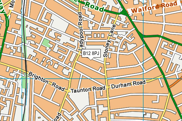 B12 8PJ map - OS VectorMap District (Ordnance Survey)