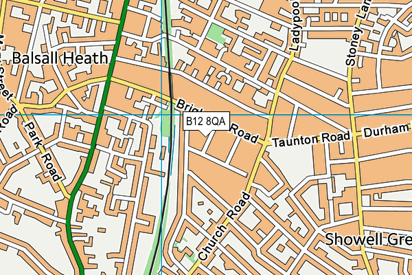 B12 8QA map - OS VectorMap District (Ordnance Survey)