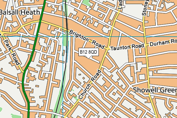 B12 8QD map - OS VectorMap District (Ordnance Survey)