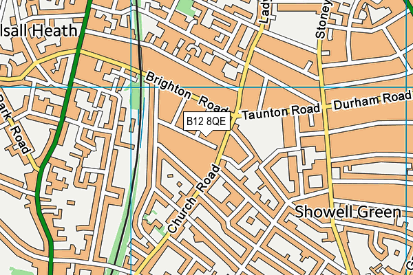 B12 8QE map - OS VectorMap District (Ordnance Survey)