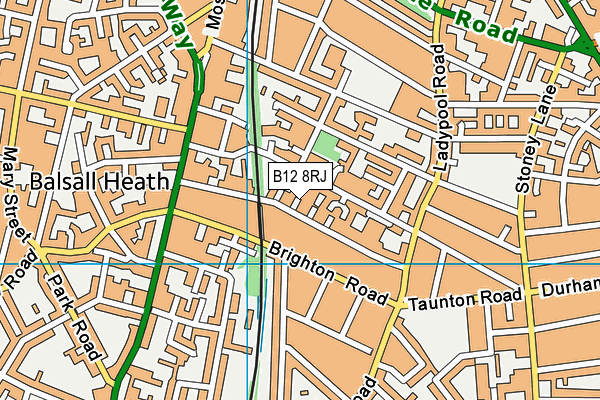 B12 8RJ map - OS VectorMap District (Ordnance Survey)