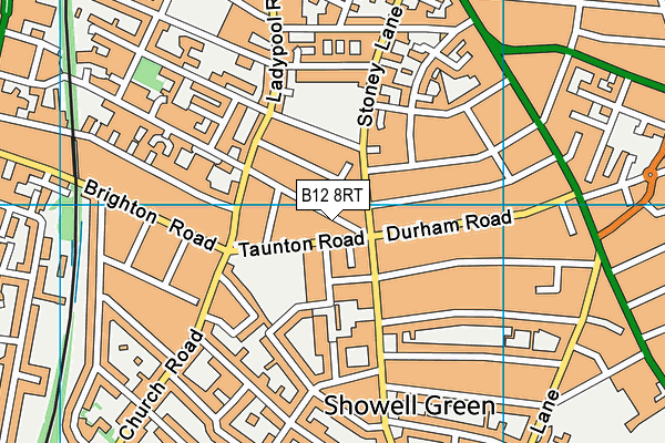 B12 8RT map - OS VectorMap District (Ordnance Survey)