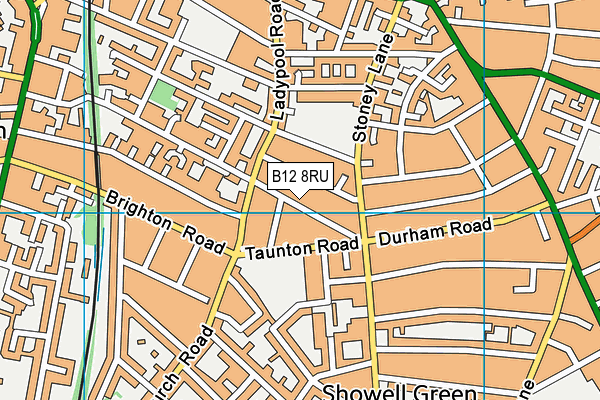 B12 8RU map - OS VectorMap District (Ordnance Survey)