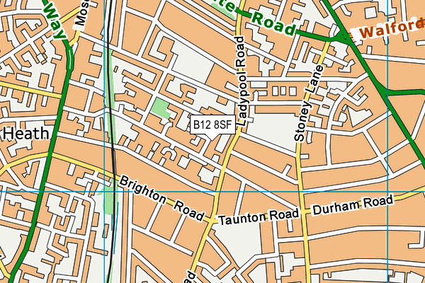 B12 8SF map - OS VectorMap District (Ordnance Survey)