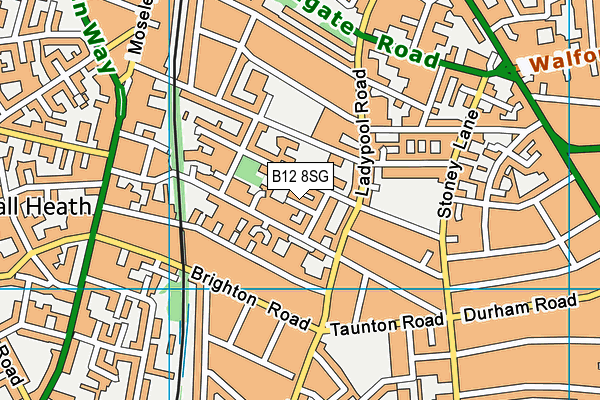 B12 8SG map - OS VectorMap District (Ordnance Survey)