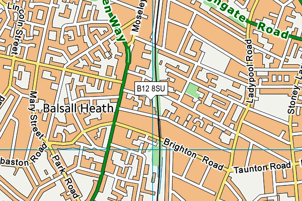 B12 8SU map - OS VectorMap District (Ordnance Survey)