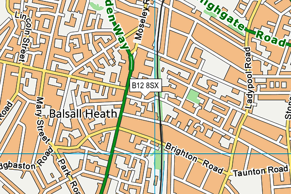 B12 8SX map - OS VectorMap District (Ordnance Survey)