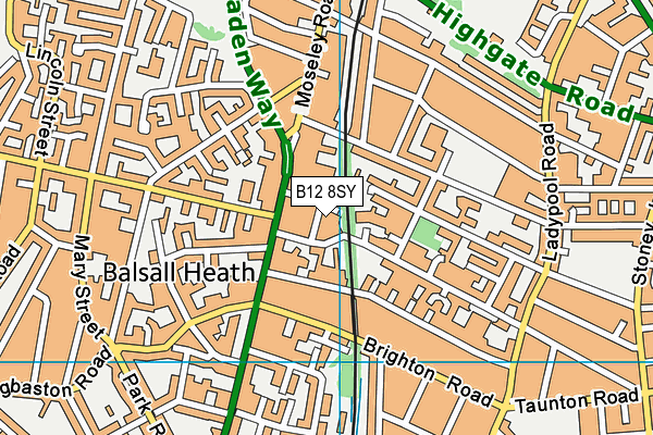 B12 8SY map - OS VectorMap District (Ordnance Survey)