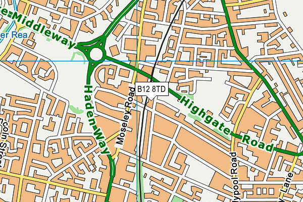 B12 8TD map - OS VectorMap District (Ordnance Survey)