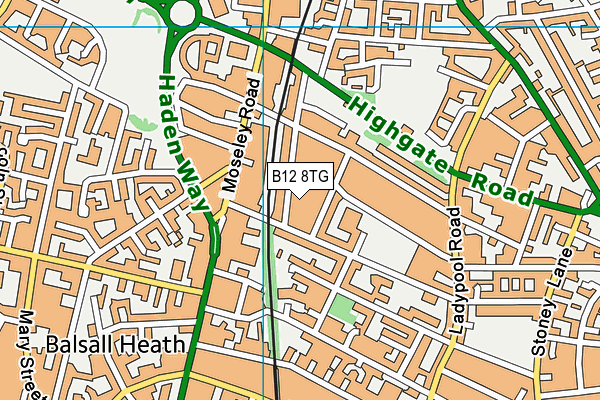 B12 8TG map - OS VectorMap District (Ordnance Survey)