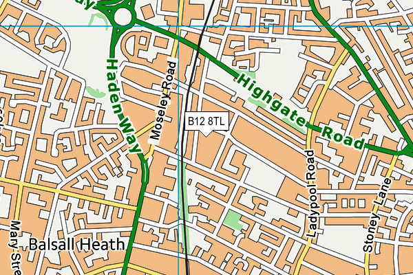 B12 8TL map - OS VectorMap District (Ordnance Survey)