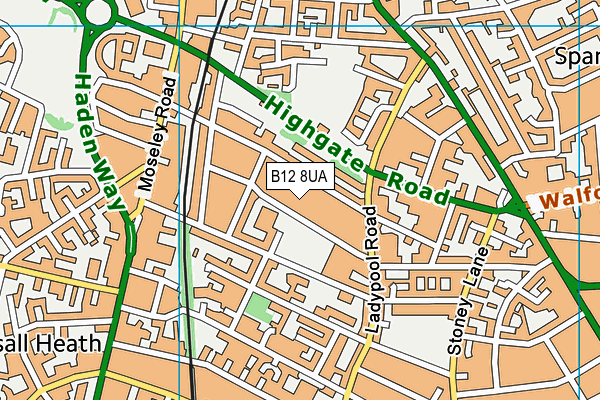 B12 8UA map - OS VectorMap District (Ordnance Survey)