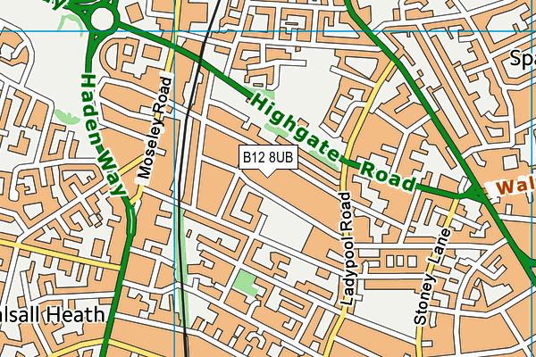 B12 8UB map - OS VectorMap District (Ordnance Survey)