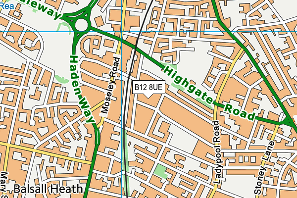 B12 8UE map - OS VectorMap District (Ordnance Survey)