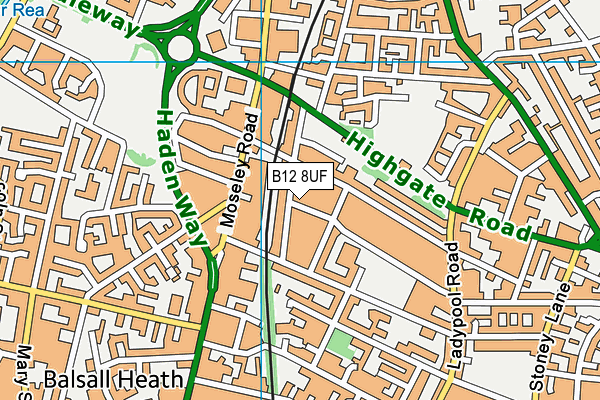 B12 8UF map - OS VectorMap District (Ordnance Survey)