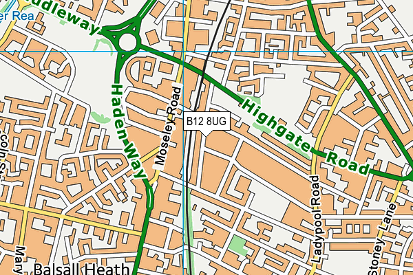 B12 8UG map - OS VectorMap District (Ordnance Survey)