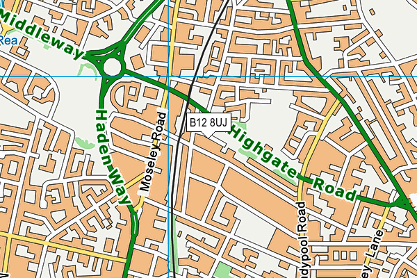 B12 8UJ map - OS VectorMap District (Ordnance Survey)