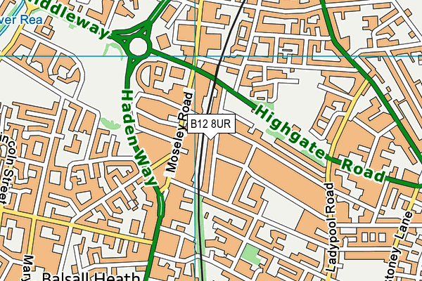 B12 8UR map - OS VectorMap District (Ordnance Survey)