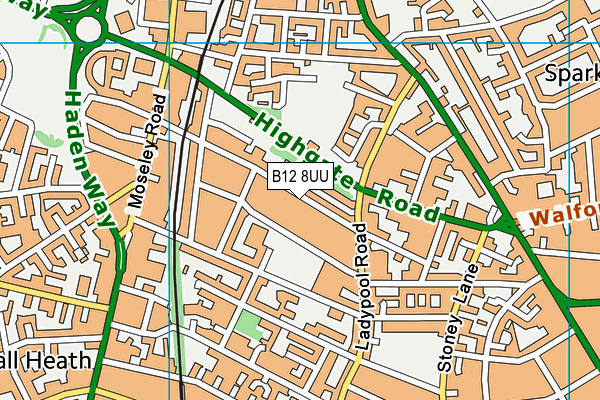 B12 8UU map - OS VectorMap District (Ordnance Survey)