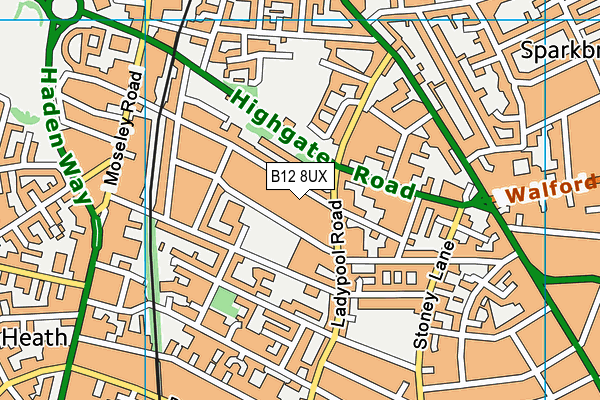 B12 8UX map - OS VectorMap District (Ordnance Survey)