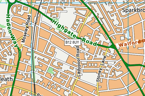 B12 8UY map - OS VectorMap District (Ordnance Survey)