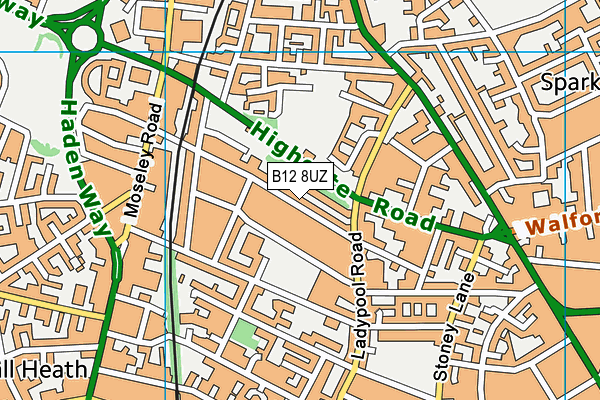 B12 8UZ map - OS VectorMap District (Ordnance Survey)