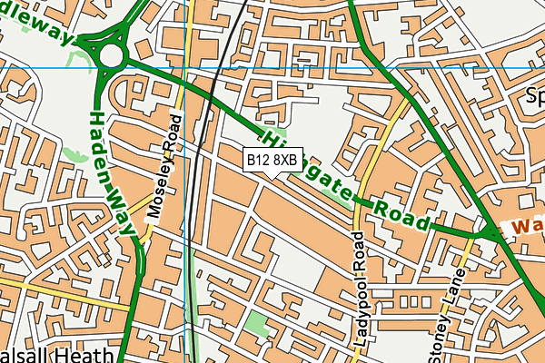 B12 8XB map - OS VectorMap District (Ordnance Survey)