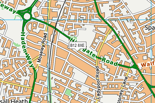 B12 8XE map - OS VectorMap District (Ordnance Survey)