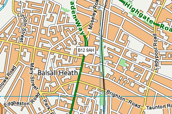 B12 9AH map - OS VectorMap District (Ordnance Survey)