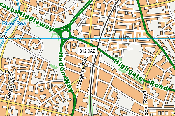 B12 9AZ map - OS VectorMap District (Ordnance Survey)