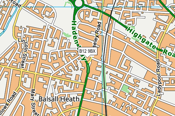 Moseley Road Baths map (B12 9BX) - OS VectorMap District (Ordnance Survey)