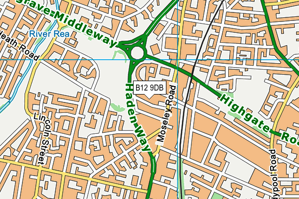 B12 9DB map - OS VectorMap District (Ordnance Survey)