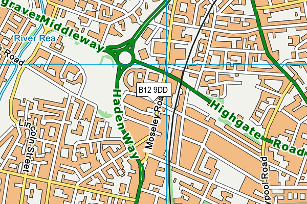 B12 9DD map - OS VectorMap District (Ordnance Survey)