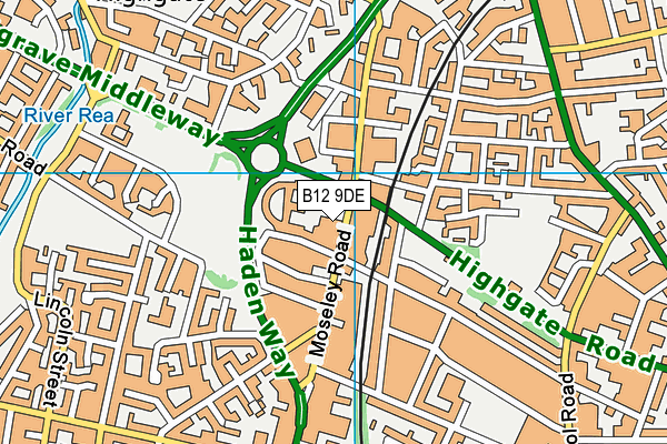 B12 9DE map - OS VectorMap District (Ordnance Survey)
