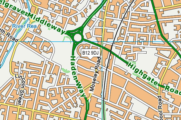 B12 9DJ map - OS VectorMap District (Ordnance Survey)