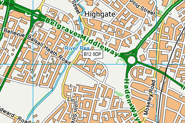 B12 9DP map - OS VectorMap District (Ordnance Survey)