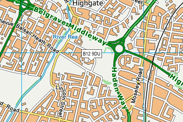 B12 9DU map - OS VectorMap District (Ordnance Survey)