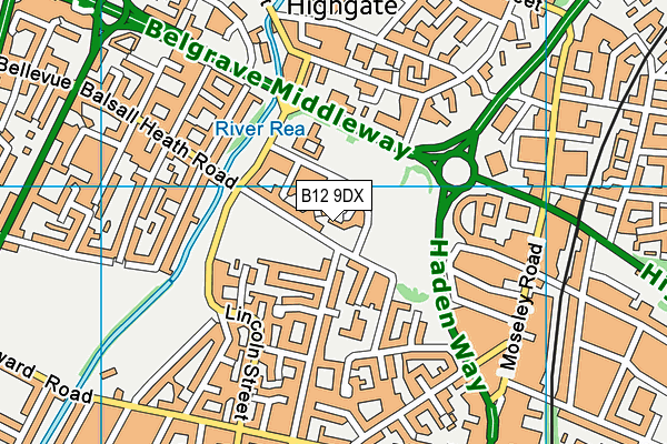 B12 9DX map - OS VectorMap District (Ordnance Survey)