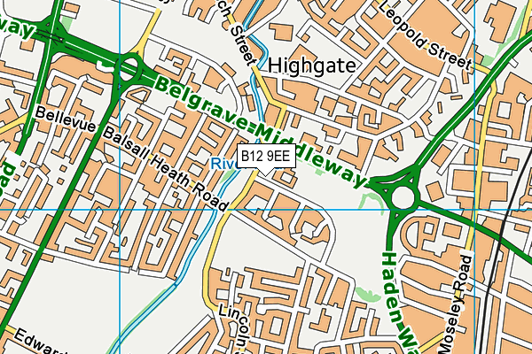 B12 9EE map - OS VectorMap District (Ordnance Survey)