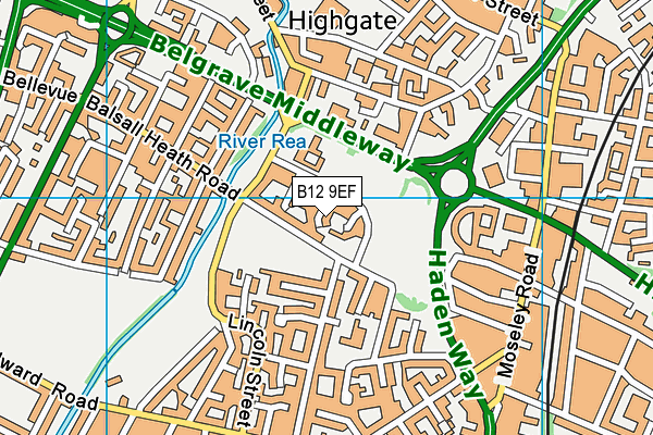 B12 9EF map - OS VectorMap District (Ordnance Survey)