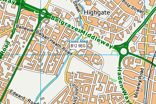 B12 9EG map - OS VectorMap District (Ordnance Survey)