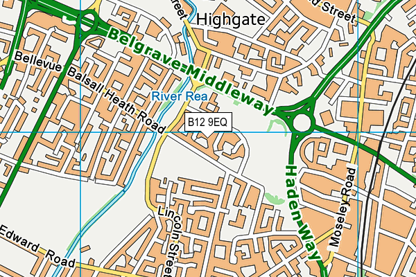 B12 9EQ map - OS VectorMap District (Ordnance Survey)