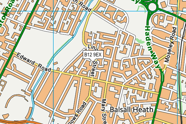 B12 9EX map - OS VectorMap District (Ordnance Survey)