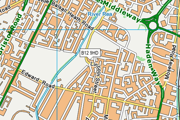 B12 9HD map - OS VectorMap District (Ordnance Survey)